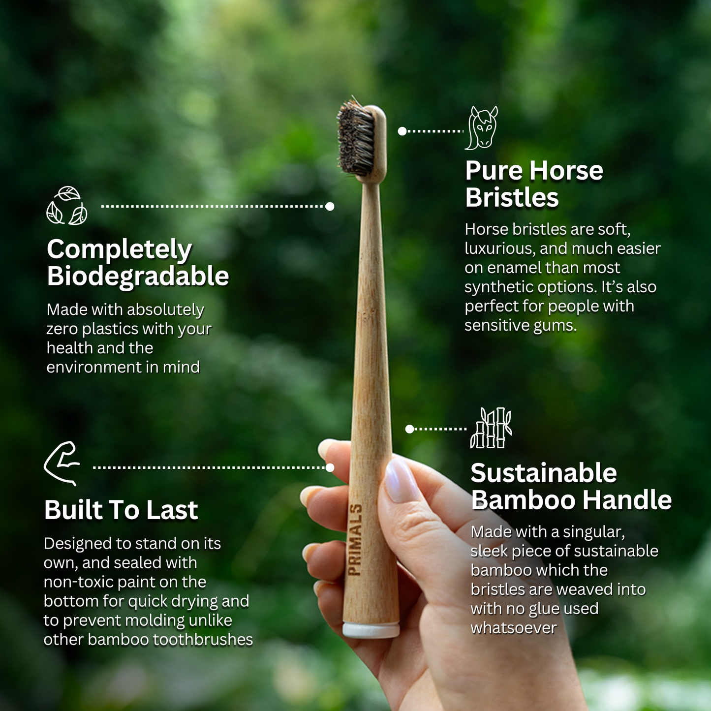 PRIMALS Horse Bristle & Bamboo Toothbrush (4 Pack)