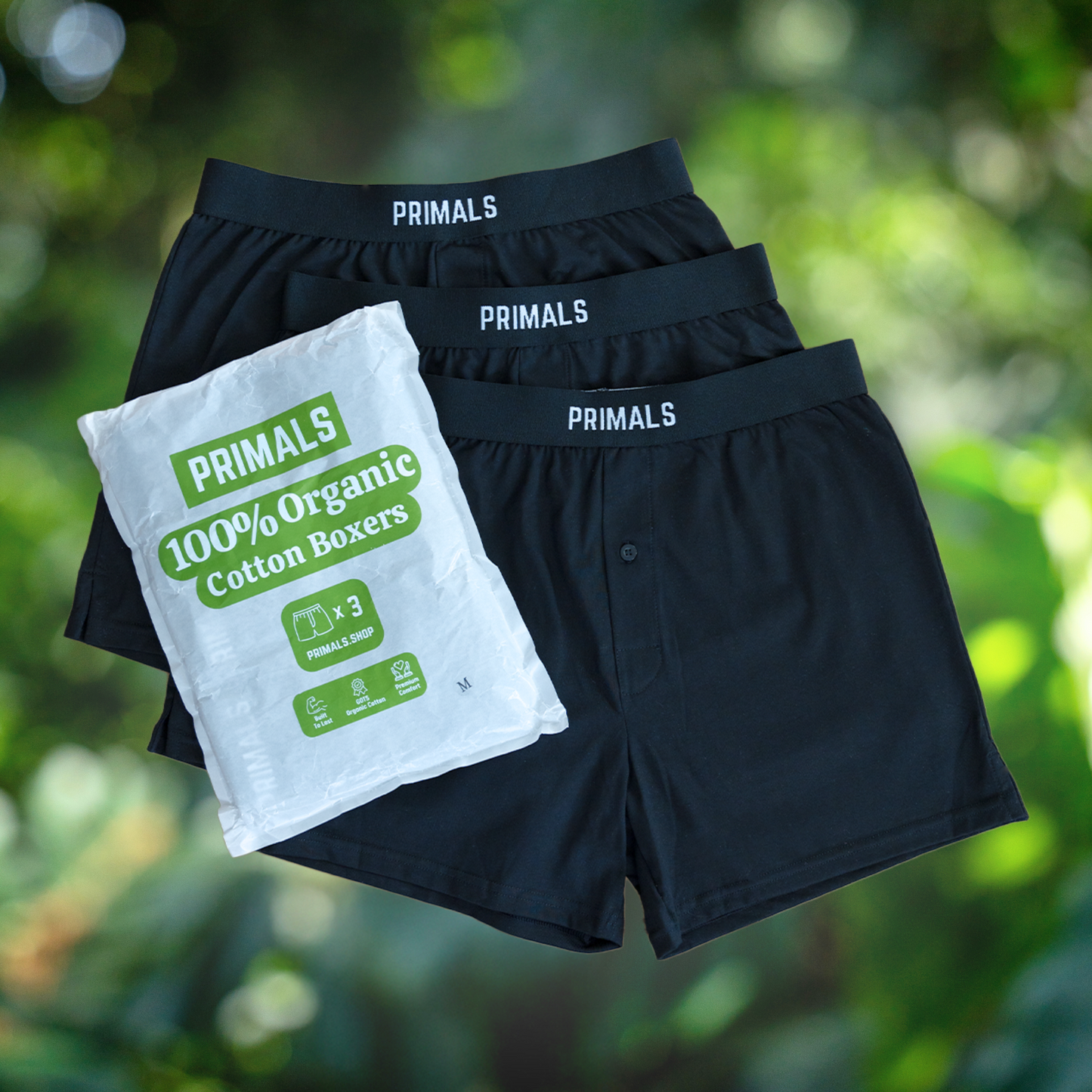 PRIMALS Organic Cotton Boxers (3 Pack)