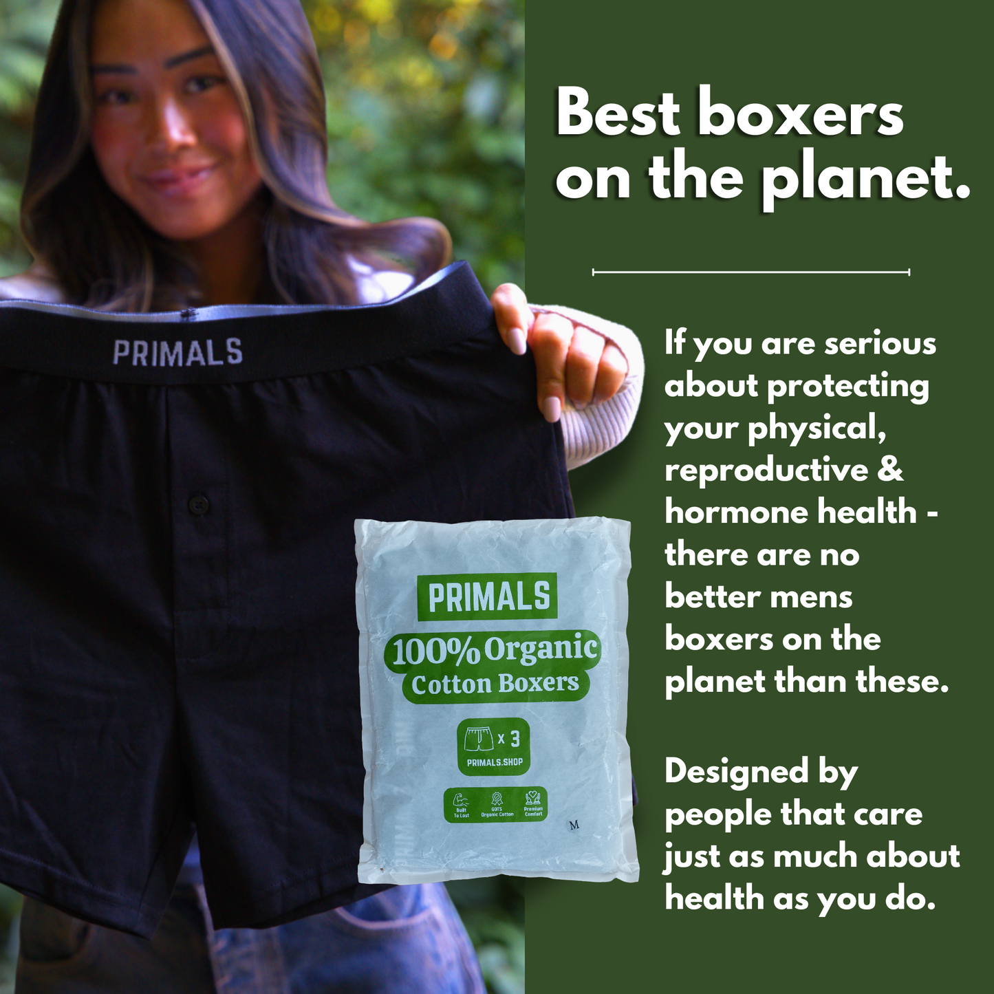 PRIMALS Organic Cotton Boxers (3 Pack)