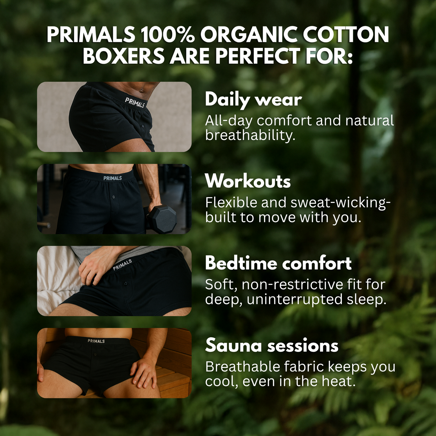 PRIMALS Organic Cotton Boxers (3 Pack)