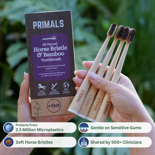 PRIMALS Horse Bristle & Bamboo Toothbrush (4 Pack)