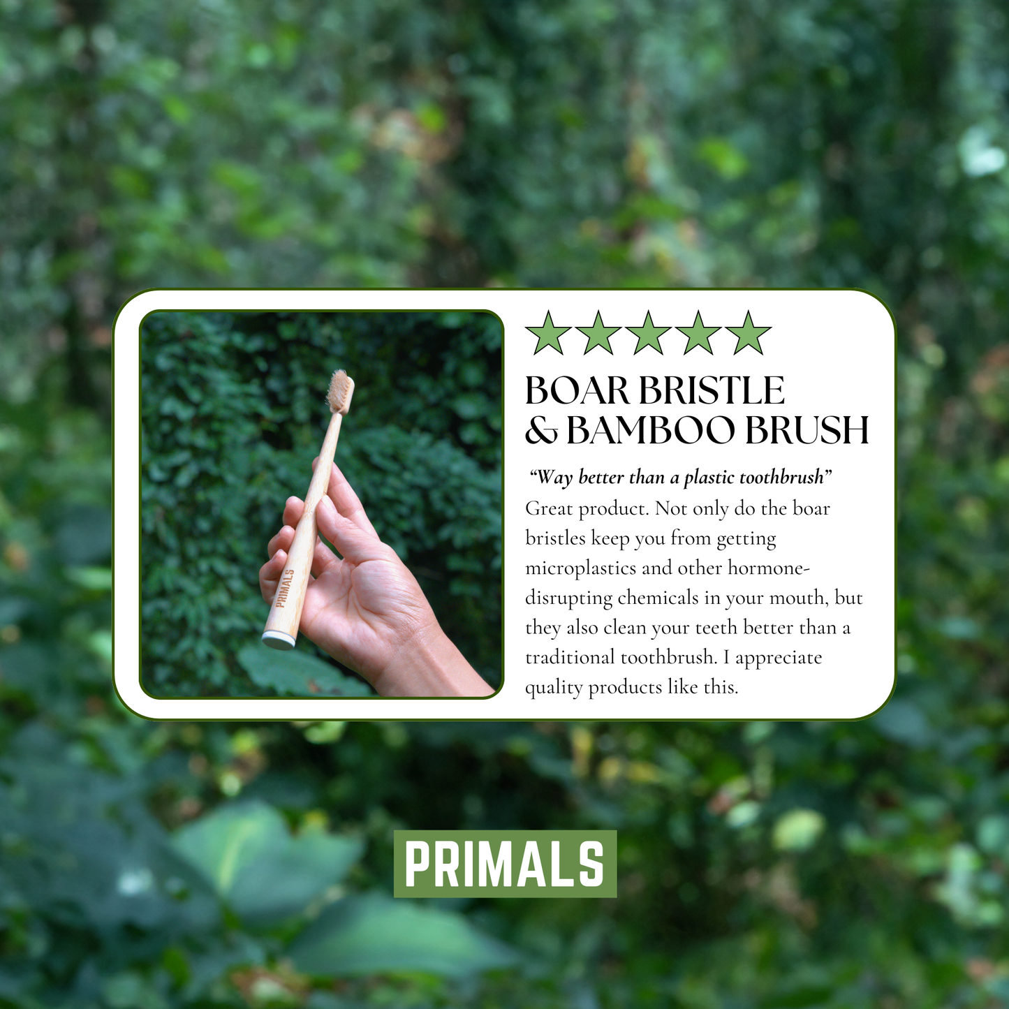 PRIMALS Boar Bristle & Bamboo Toothbrush (4 Pack)