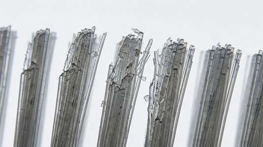 close-up macro photo of frayed plastic nylon toothbrush bristles shedding microplastic fragments