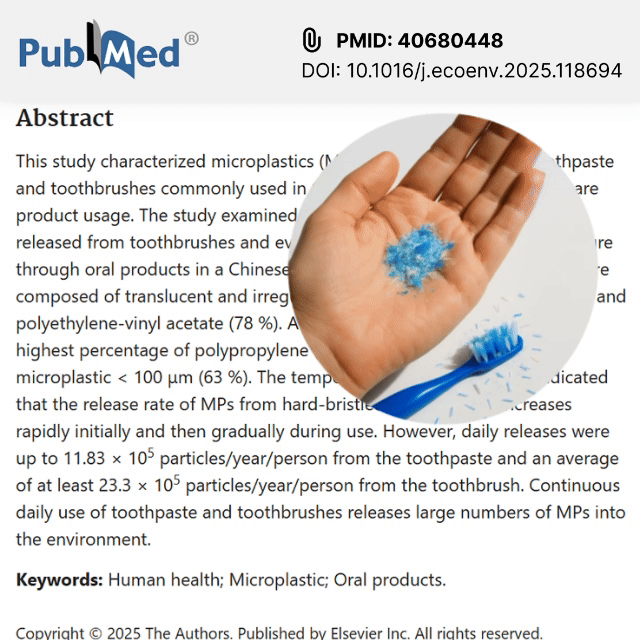 Microplastics shedding from plastic toothbrush