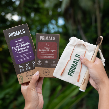 PRIMALS Horse Bristle & Bamboo Toothbrush (4 Pack)