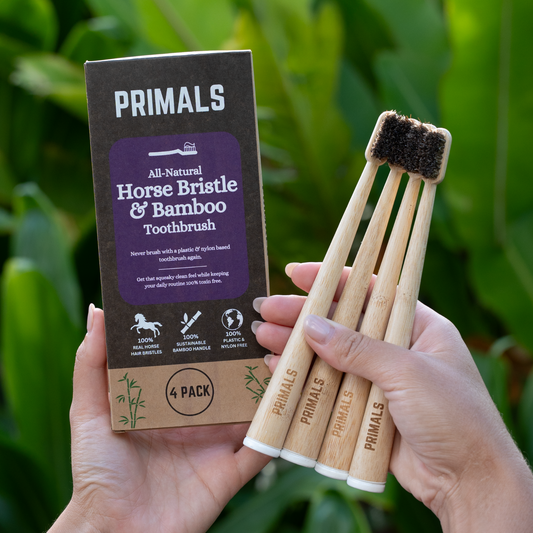 PRIMALS Horse Bristle & Bamboo Toothbrush (4 Pack)
