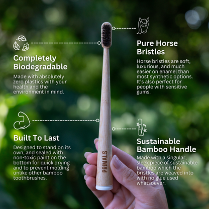 PRIMALS Horse Bristle & Bamboo Toothbrush (4 Pack)