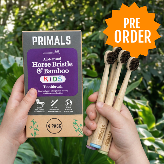 PRIMALS Kids Horse Bristle & Bamboo Toothbrush (4 Pack)
