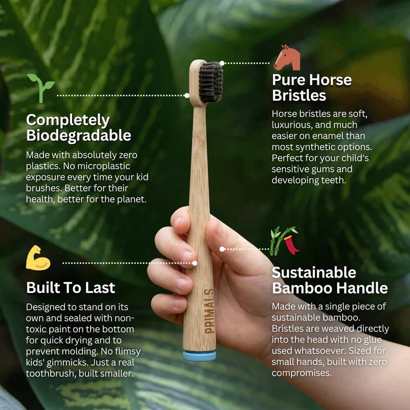 PRIMALS Kids Horse Bristle & Bamboo Toothbrush (4 Pack)
