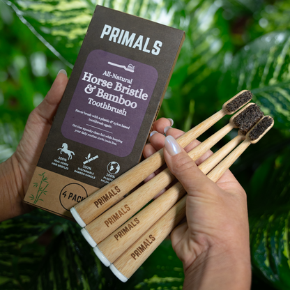 PRIMALS Horse Bristle & Bamboo Toothbrush (4 Pack)