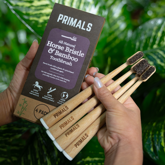 PRIMALS Horse Bristle & Bamboo Toothbrush (4 Pack)
