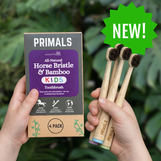 PRIMALS Kids Horse Bristle & Bamboo Toothbrush (4 Pack)