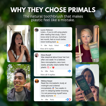PRIMALS Boar Bristle & Bamboo Toothbrush (4 Pack)