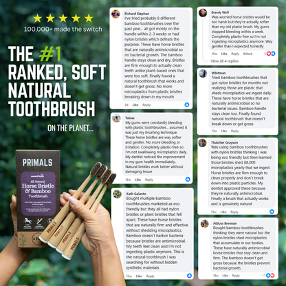 PRIMALS Horse Bristle & Bamboo Toothbrush (4 Pack)