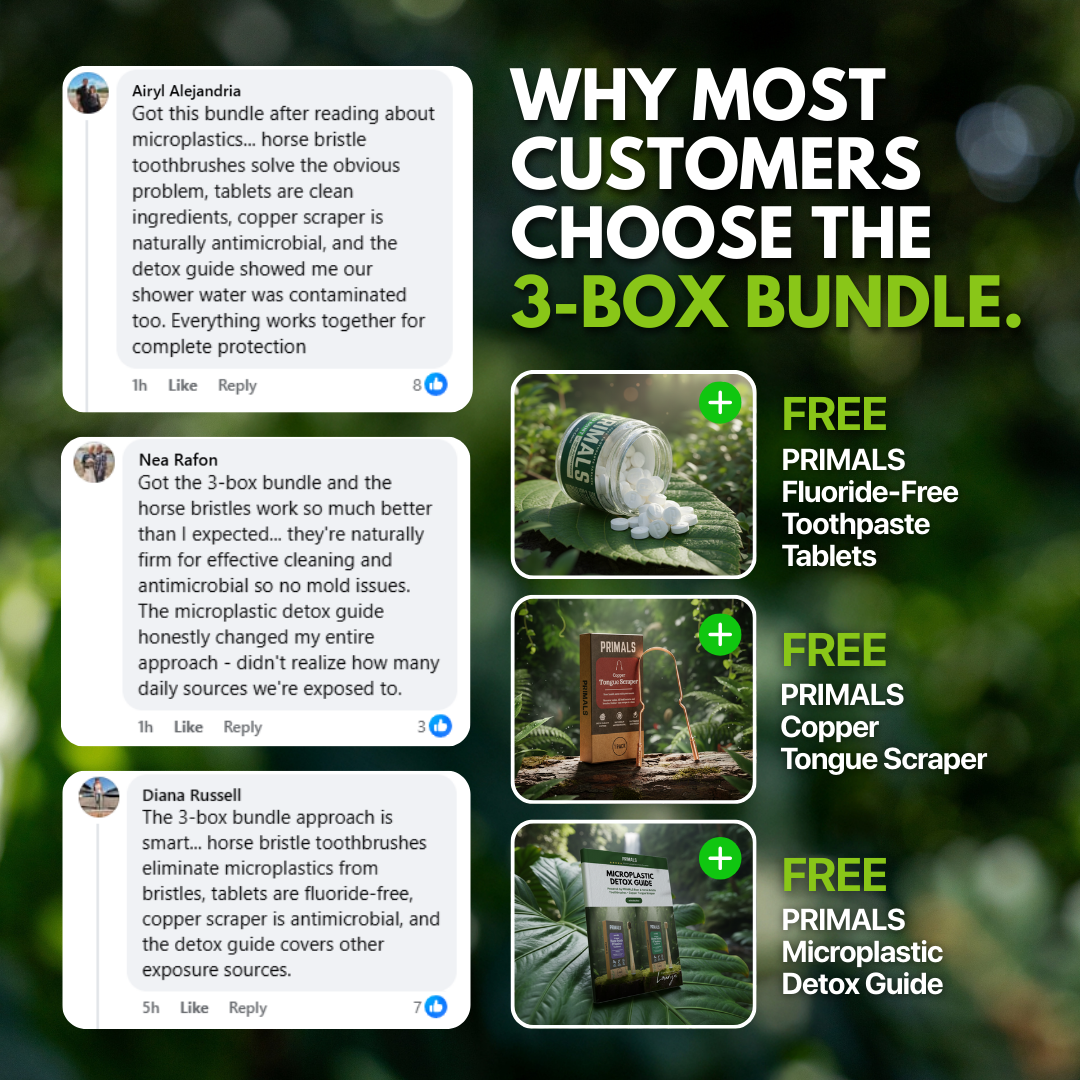 PRIMALS Horse Bristle & Bamboo Toothbrush (4 Pack)