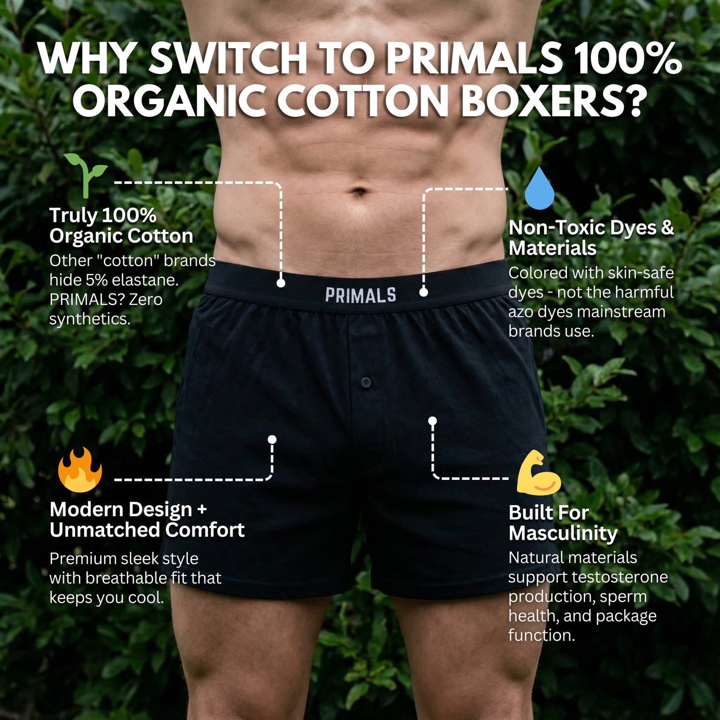 PRIMALS Organic Cotton Boxers (3 Pack)