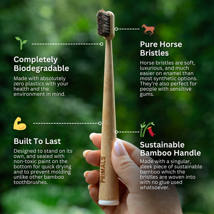 PRIMALS Horse Bristle & Bamboo Toothbrush (4 Pack)