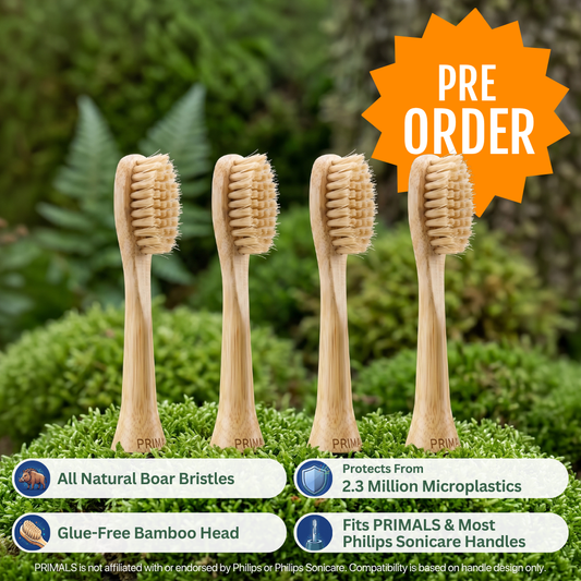 PRIMALS Boar Bristle Electric Toothbrush Replacement Heads (4 Pack)