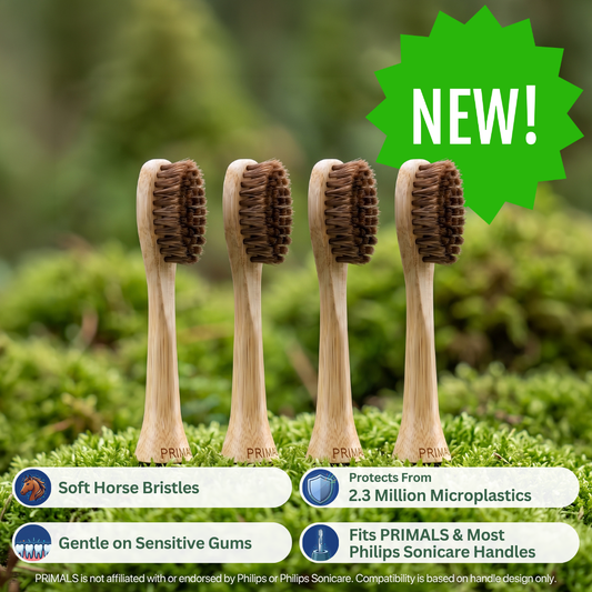PRIMALS Horse Bristle Electric Toothbrush Replacement Heads (4 Pack)