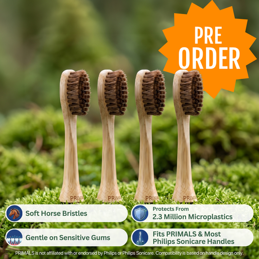 PRIMALS Horse Bristle Electric Toothbrush Replacement Heads (4 Pack)