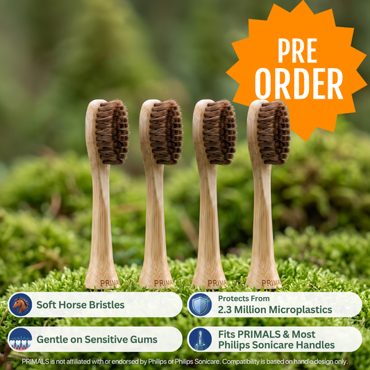 PRIMALS Horse Bristle Electric Toothbrush Replacement Heads (4 Pack)