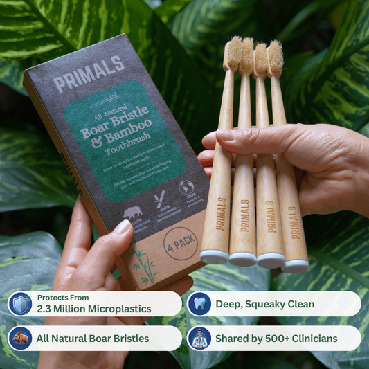 PRIMALS Boar Bristle & Bamboo Toothbrush (4 Pack)