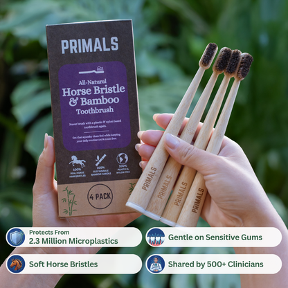 PRIMALS Horse Bristle & Bamboo Toothbrush (4 Pack)