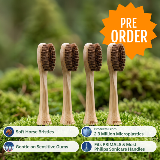 PRIMALS Horse Bristle Electric Toothbrush Replacement Heads (4 Pack)