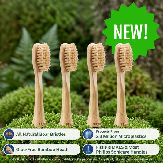 PRIMALS Boar Bristle Electric Toothbrush Replacement Heads (4 Pack)