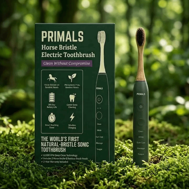Aurabrush electric toothbrush and packaging outdoors