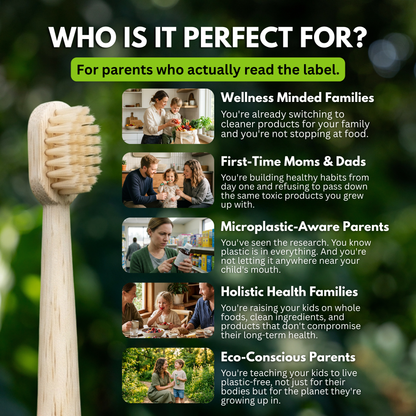 PRIMALS Kids Boar Bristle & Bamboo Toothbrush (4 Pack)