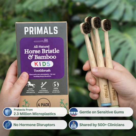 PRIMALS Kids Horse Bristle & Bamboo Toothbrush (4 Pack)