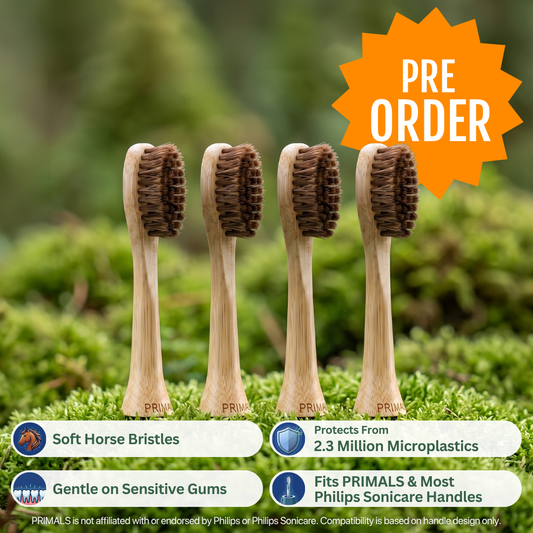PRIMALS Horse Bristle Electric Toothbrush Replacement Heads (4 Pack)