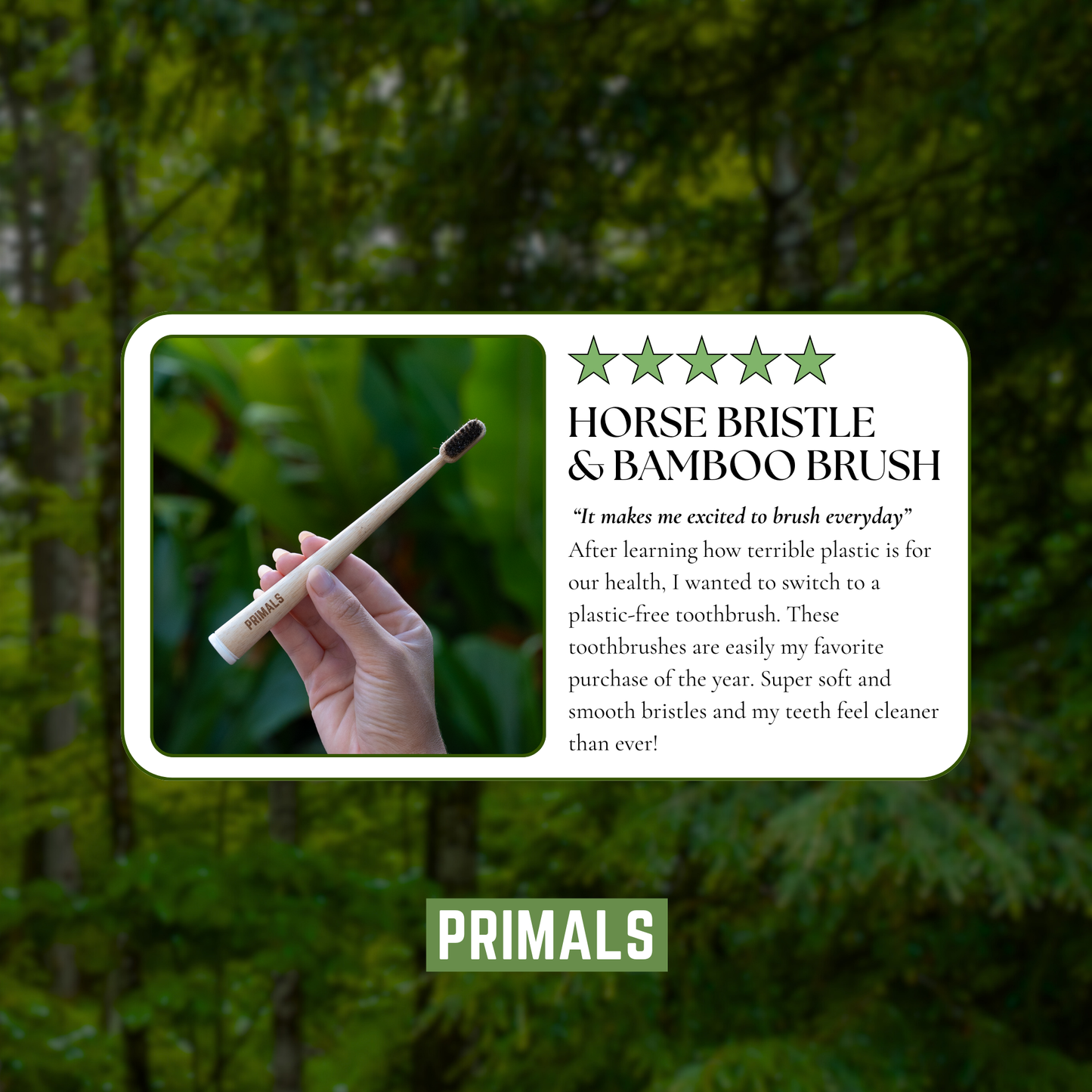 PRIMALS Horse Bristle & Bamboo Toothbrush (4 Pack)