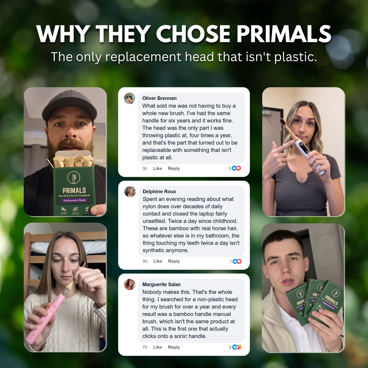 PRIMALS Horse Bristle Electric Toothbrush Replacement Heads (4 Pack)