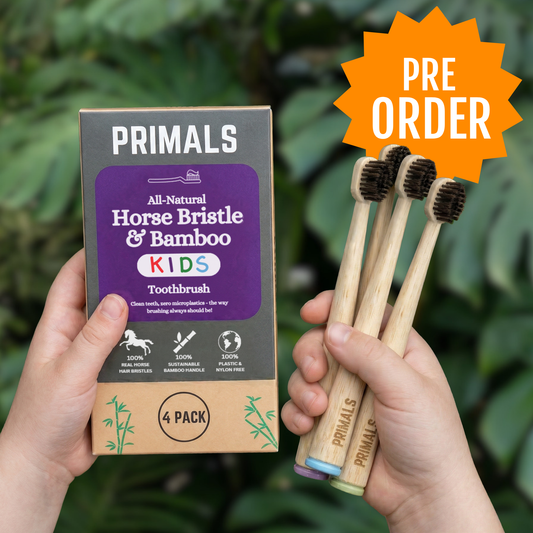 PRIMALS Kids Horse Bristle & Bamboo Toothbrush (4 Pack)
